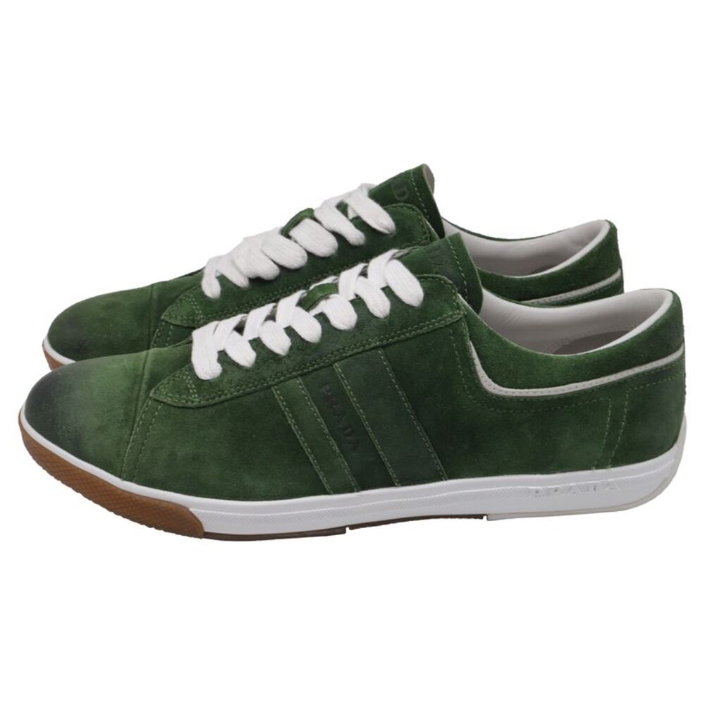 Prada Sport Cap-Toe Sneakers in Olive Suede - Picture 4 of 12